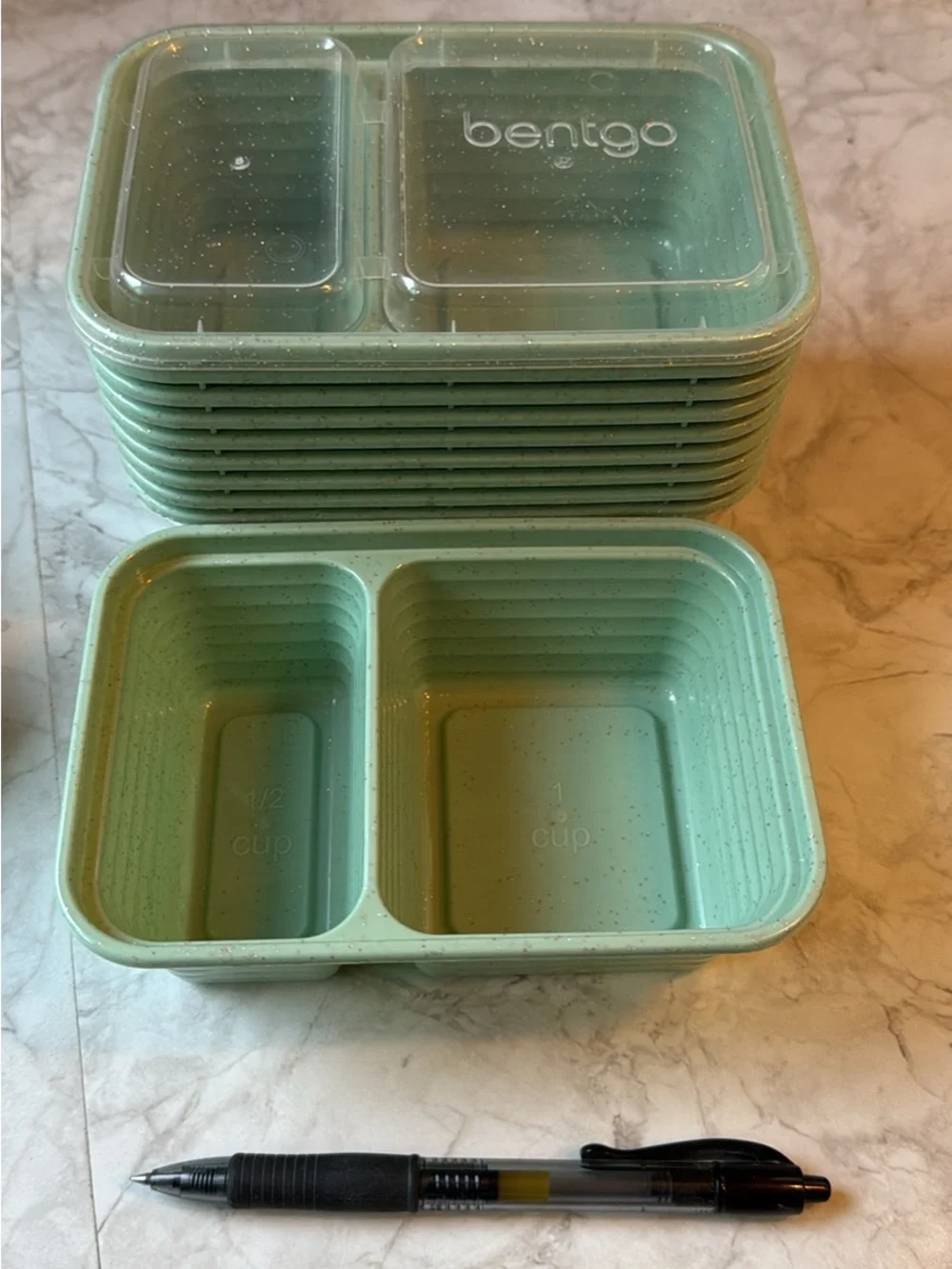 Stackable snack Prep Containers - Green and Cream